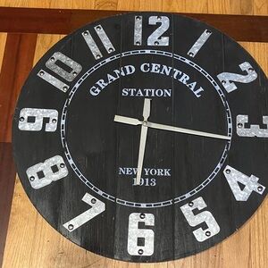 Grand Central Station Black and Silver Wall Clock